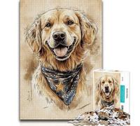 Golden Retriever Portrait Jigsaws Puzzles 1000 Pieces for Teenagers Gifts,Educational Games Wall Decoration Unique Birthday And Xmas Gifts (75x50cm)