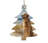 Golden Retriever -Print Christmas Wooden Ornaments 2PCS- Handmade Eco-Friendly Hanging Decor For Tree Gifts Holiday Festivities.