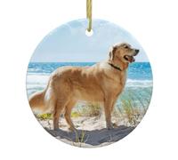 Golden Retriever Print Personalized Christmas Ceramic Ornaments,Christmas Tree Decorations,Souvenir,Fun Ornaments