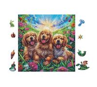 Golden Retriever Puppies 100 Pieces Classic Jigsaw Puzzle Puzzle for Adults Concentration Training Wall Art Mental Exercise Halloween Durable Cardboard 28x28cm