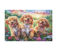 Golden Retriever Puppies 1000 Piece Jigsaw Puzzle Pack Teens Beginners Cognitive Development Puzzle Fans Group Play Anniversary Recycled Cardboard 1000 PCS