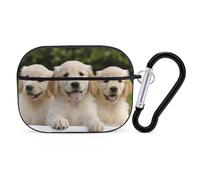 Golden Retriever Puppies AirPods Pro Case Cover with Keychain Ring PC Hard Shell Protective Case for AirPods Pro 2nd for Women Men Generation Easy Open Full Drop Protection Cover Black-Style