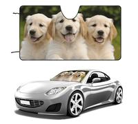 Golden Retriever Puppies Car Windshield Sun Shade Keep Car Interior Cool 51"x28" Folding Front Window Sun Shade, Heat Shield for SUV, Truck, Blocks UV