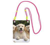 Golden Retriever Puppies Crossbody Phone Bag for Women Men Waterproof Mini Cellphone Purse Wallet Small Crossbody Bags with Adjustable Strap Travel Cell Phone Pouch Belt Pouch, Fuchusia, One Size