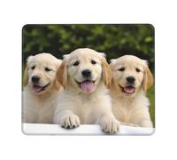 Golden Retriever Puppies Mouse Pad with Stitched Edge, Personalized Premium-Textured Computer Mouse Mat with Non-Slip Rubber Base, Waterproof Gaming Mousepad for Laptop, Office Home 7 x 8.6 in
