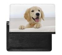 Golden Retriever Puppies Passport Holder with Card Slots Portable Passport Cover Compact Waterproof Passports Protector