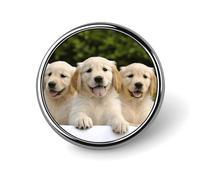 Golden Retriever Puppies Round Badge Cute Enamel Lapel Pin Brooches Button Pin Personalized Clothing Decoration Unisex Badge Holder Hats Bags Shirts Decor