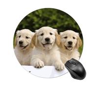 Golden Retriever Puppies Round Mouse Pad 7.8 Inch, Portable Gaming Mouse Mat with Non-Slip Rubber Base & Smooth Surface, Waterproof Mousepad for PC, Laptop, Computer, Office, Home