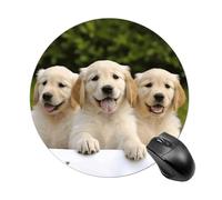 Golden Retriever Puppies Round Mouse Pad Smooth Glide Gaming Mousepad Extra Density Portable Comfortable Mouse Mat for Desk, Home, Office 7.8x7.8 Inches