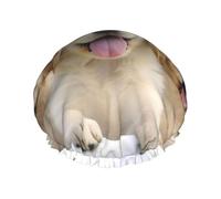 Golden Retriever Puppies Shower Cap for Women Men Large Reusable Shower Bonnet Double-Layer Waterproof Bath Caps Elastic Band Hair Hat for All Hairstyles, Travel-Friendly