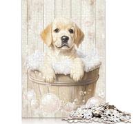Golden Retriever Puppy Bath Puzzle Premium 100% Recycled Board Paper Rectangular Jigsaw Puzzle for Women Men Unique Gift 1000pcs (75x50cm)