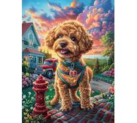 Golden Retriever Puppy by A Fire Hydrant 1000 Piece Jigsaw Puzzle Science Fiction Magical Dream For Men Educational Decompression Adults Anxiety Memory Care Mothers Valentines Gift Sturdy Paperboard