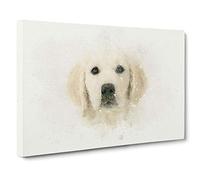 Golden Retriever Puppy in Abstract Canvas Print for Living Room Bedroom Home Office Décor, Wall Art Picture Ready to Hang, 30 x 20 Inch (76 x 50 cm)