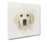 Golden Retriever Puppy in Abstract Modern Canvas Wall Art Print Ready to Hang, Framed Picture for Living Room Bedroom Home Office Décor, 20x20 Inch (50x50 cm)
