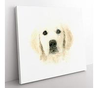 Golden Retriever Puppy in Abstract Modern Canvas Wall Art Print Ready to Hang, Framed Picture for Living Room Bedroom Home Office Décor, 50x50 cm (20x20 Inch)