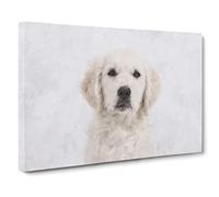 Golden Retriever Puppy Painting Modern Art Canvas Wall Art Print Ready to Hang, Framed Picture for Living Room Bedroom Home Office Décor, 30x20 Inch (76x50 cm)