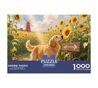 Golden Retriever Puzzles 1000 Pieces for Adults Pet Dog Fun Challenging Brainteasing Jigsaw Colourful Home Decoration Randomly Shaped 38x26cm/1000pcs