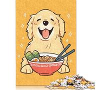 Golden Retriever Ramen Puzzle 1000 Pieces Jigsaws Wood Puzzles Jigsaw Puzzles for Adults Educational Game Challenge Toy 1000pcs (75x50cm)