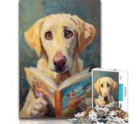 Golden Retriever Reading A Book Jigsaw Puzzles for Adults 1000 Piece,Stress Reliever Difficult Challenge Deal As Gifts for The Whole Family (38x26cm)