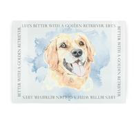 Golden Retriever Rectangular Glass Worktop Protector - Life's Better with a Dog Gift - Large Textured Kitchen Chopping/Cutting Board Worktop Saver with Non-Slip Feet 39cm x 28.5cm (15" x 11")