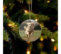 Golden Retriever Running Christmas Ornaments - Circular Christmas Hanging Ornament Winter Holiday Decor, Acrylic Xmas Pendant for Tree, Fireplace Mantel, Winter