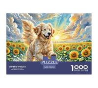 Golden Retriever Running Through Sunflowers Sturdy Thick Paper Pieces Perfect for Improving Concentration, Patience And Logical Thinking in Spare Time 70x50cm/1000pcs