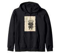 Golden Retriever Samurai Japanese Art Sumi-e Kawaii Funny Zip Hoodie