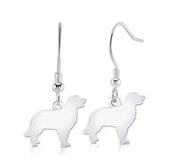 Golden Retriever Silhouette Silver Earrings