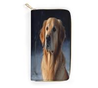 Golden Retriever Slim Thin Credit Card Wallet, PU Leather Bifold Cash Wallet, Zipper Coin Pocket Id Window Wallet Storage Bag Wallet Coin Purse Pouch Change Holder Small with Zipper for Men And Women