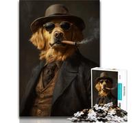 Golden Retriever Smoking 1000 Piece Jigsaw Puzzle for Adults Teens,Decompressing Intellectual Educational Toy Birthday Present,Gifts,Wall Art (38x26cm)