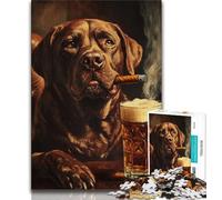 Golden Retriever Smoking 1000 Pieces Jigsaw Puzzles For Teens And Adults,Stress Reliever Difficult Challenge Enhance Love between Couples 38x26cm