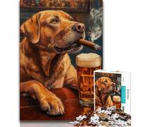 Golden Retriever Smoking Jigsaw Puzzles for Adults 1000 Pieces,Help The Brain Exercise Addictive Toys to Cultivate Patience Great Gift (50x75cm)