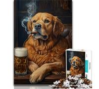 Golden Retriever Smoking Jigsaw Puzzles for Teenagers 1000 Pieces,Challenging Game Gifts for Is Ideal As A Gift for The Whole Family (50x75cm)
