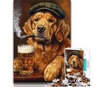 Golden Retriever Smoking Puzzles for Teenagers Teens 1000pc Puzzle,Challenging Family Activity Games DIY Toy for Home Wall Decor Gifts (38x26cm)