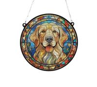 Golden Retriever Stained Glass Effect Suncatcher Gift for Dog Lovers - 19cm