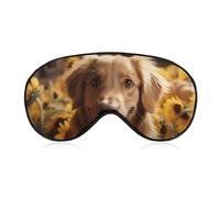 Golden Retriever Sunflower Eye Mask for Women & Men, Breathable & Adjustable Eye Cover, Ultra Soft Sleep Mask, Lightweight Travel Blindfold for Airplane, Nap, Night Sleeping