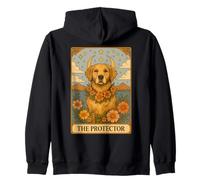 Golden Retriever Tarot Card Vintage Floral Protector Dog Mom Zip Hoodie