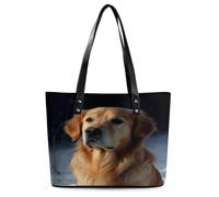 Golden Retriever Tote Bag Large Soft Leather Purse with Zipper Lightweight Ladies Shoulder Handbag