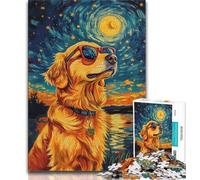 Golden Retriever Under The Night Sky 1000 Piece Jigsaw Puzzles,Educational Game Challenge Toy Wall Decoration Unique Birthday And Xmas Gifts (38x26cm)