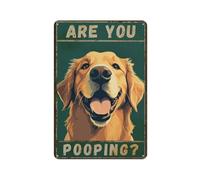 Golden Retriever Vintage Metal Tin Sign Are You Pooping Sign Bathroom Funny Art Poster Decoration Home Bar Kitchen Coffee Man Cave Garage Wall Decor Art Tin Sign 5.5x8 Inch