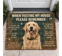 Golden Retriever Visitor Rules Coir Doormat, Funny Dog Natural Entry Rug (20x32in (50x80cm))
