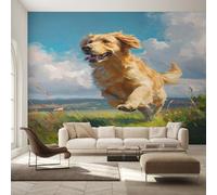 Golden Retriever Wallpaper - Cute Pet Dog Wall Mural 200x140 cm (W x H), Non-Woven Photo Wallpaper Mural for Bedroom, Living Room, Hallway, Home Decor Y&W33