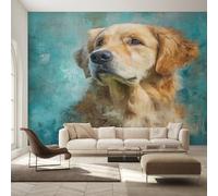 Golden Retriever Wallpaper - Cute Puppy Dog Wall Mural 150x105 cm (W x H), Non-Woven Photo Wallpaper Mural for Bedroom, Living Room, Hallway, Home Decor Y&W25