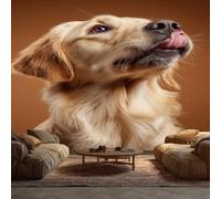 Golden Retriever Wallpaper Mural, Funny Dog Wall Mural, Non-Woven Print Photo Wallpaper for Bedroom Living Room Decor 100x70 cm - G100