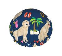 Golden Retriever Waterproof Shower Cap,Elastic Bathing Hair Cap Environmental Protection Hair Bath Caps, Double WaterproofBathing Shower Hat