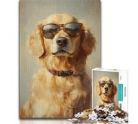 Golden Retriever Wearing Sunglasses 1000 Piece Jigsaw Puzzles for Adults Gifts,Help The Brain Exercise Addictive Toys to Cultivate Patience Great Gift 38x26cm