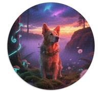 Golden Retriever Wholesome 1000-Piece Round Puzzle with Pet Dog, Ideal for Drawing Room Displays And Leisure Time 1000pcs (67.5x67.5cm)