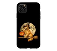 Golden Retriever Witch Hat Jack O Lantern Moon Broomstick Case for iPhone 11 Pro Max