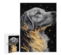 Golden Retriever with Glowing Vines - Displayable Picture Puzzle, 500 PCS, Gift for Winter Evenings, for Screen-Free Relaxation at Home