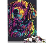 Golden Retriever with Headphones 1000 Pieces Puzzles for Adults & Teenager Teenager Man Woman Gift 1000pcs (75x50cm)